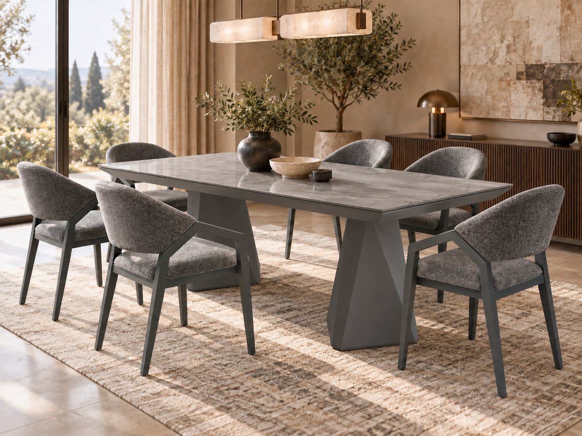 Diamond-eetkamerset - uitschuifbare eettafel + 6 Diamond-stoelen