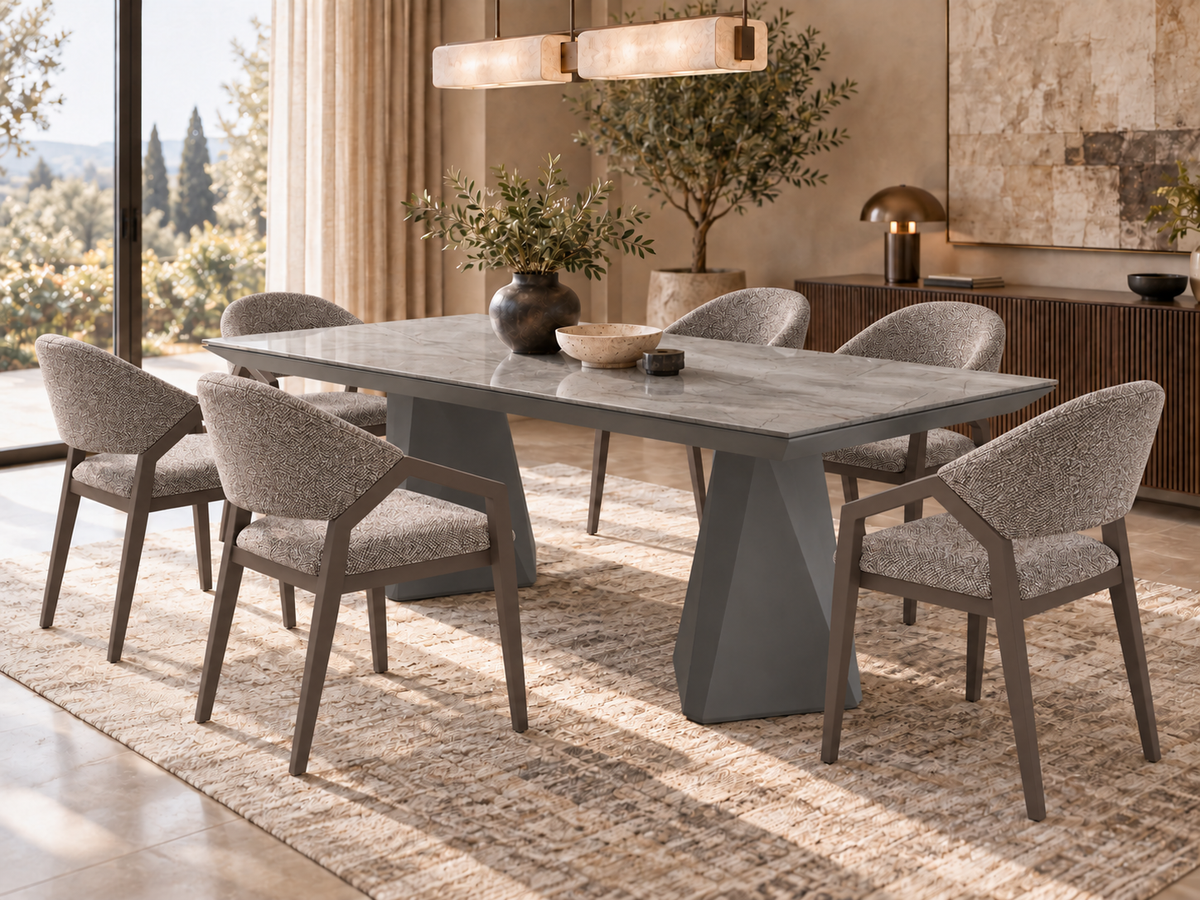 Diamond-eetkamerset - uitschuifbare eettafel + 6 Diamond-stoelen