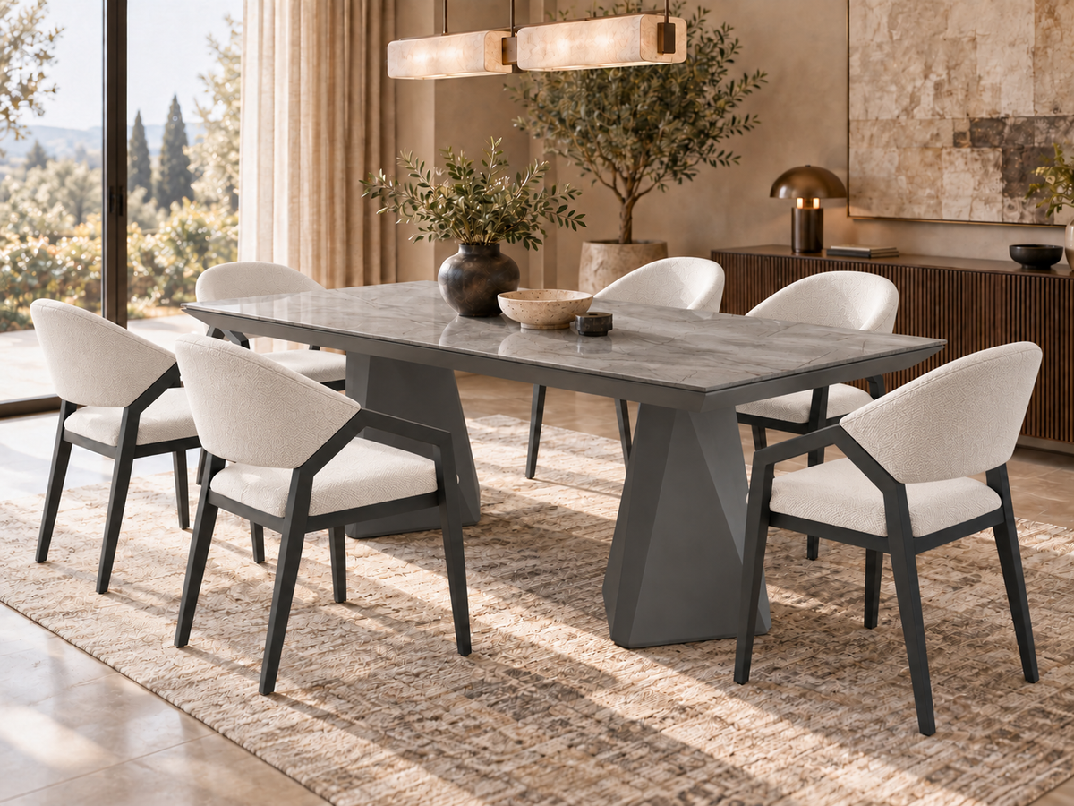 Diamond-eetkamerset - uitschuifbare eettafel + 6 Diamond-stoelen
