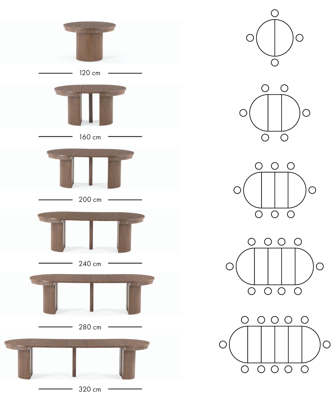 Ensemble de salle à manger California 120-320 cm + 4 x Monaco