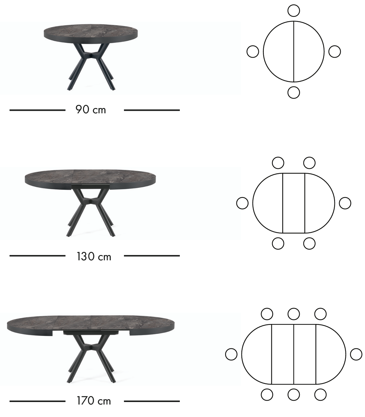 Capi uitschuifbare eettafel 90–170 cm