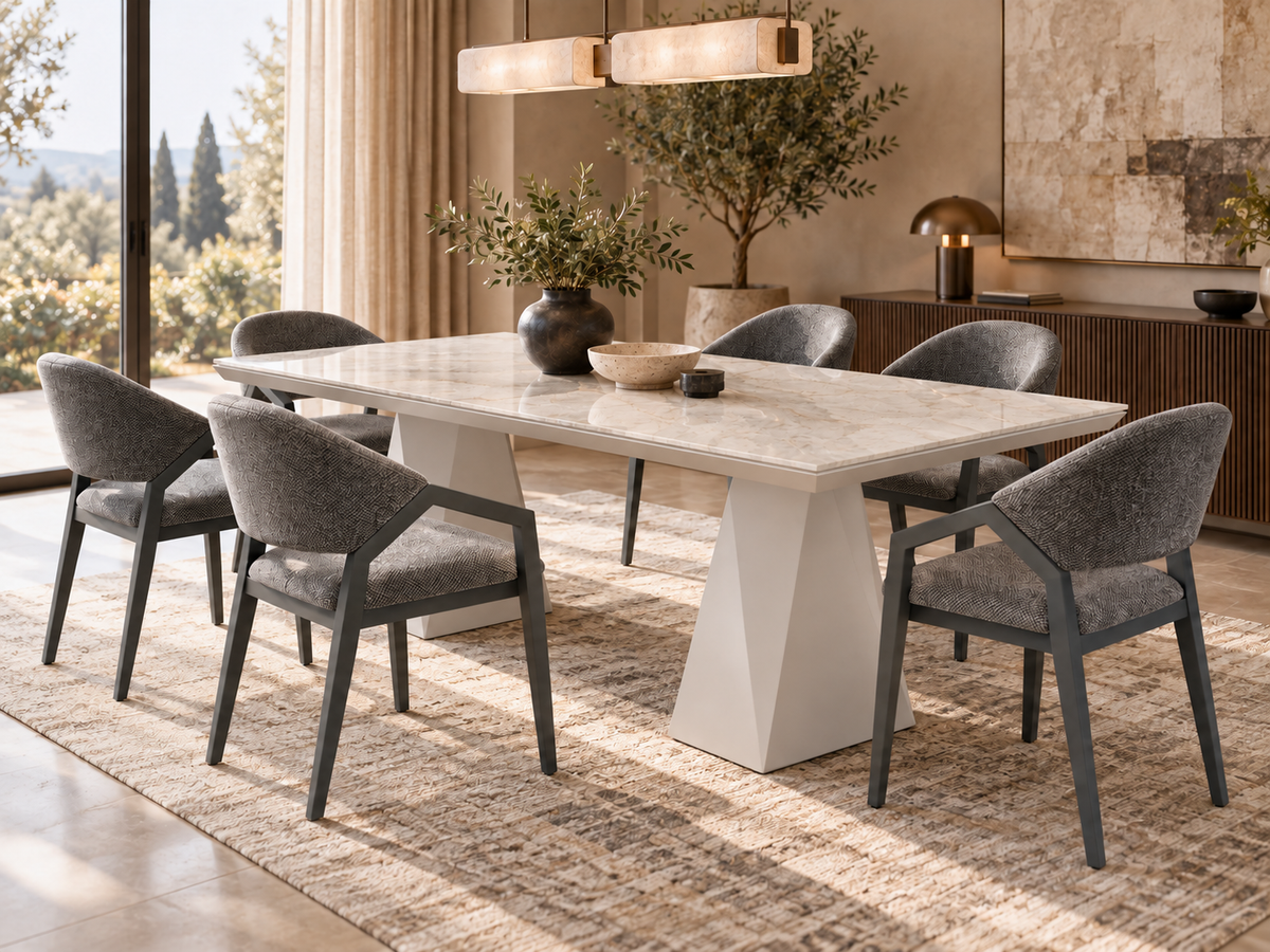 Diamond-eetkamerset - uitschuifbare eettafel + 6 Diamond-stoelen