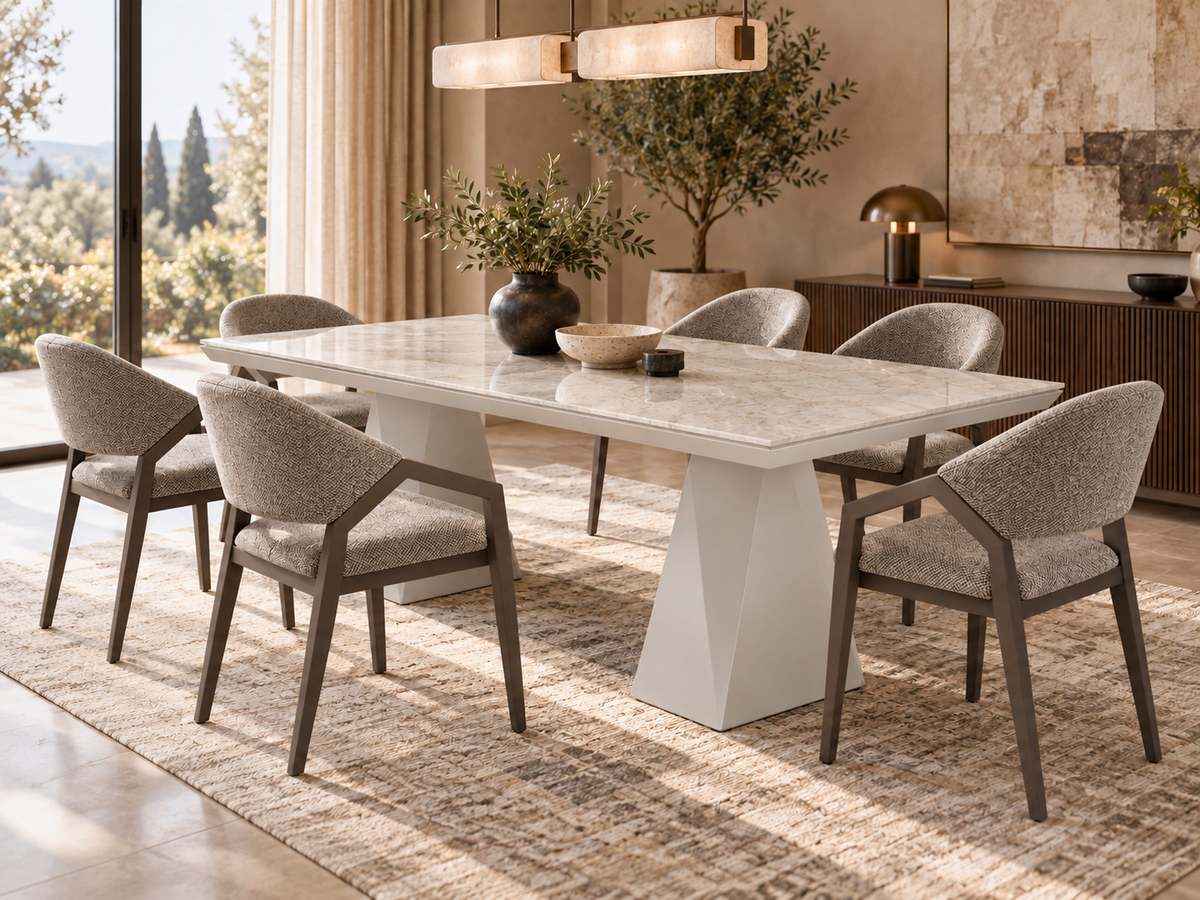 Diamond-eetkamerset - uitschuifbare eettafel + 6 Diamond-stoelen
