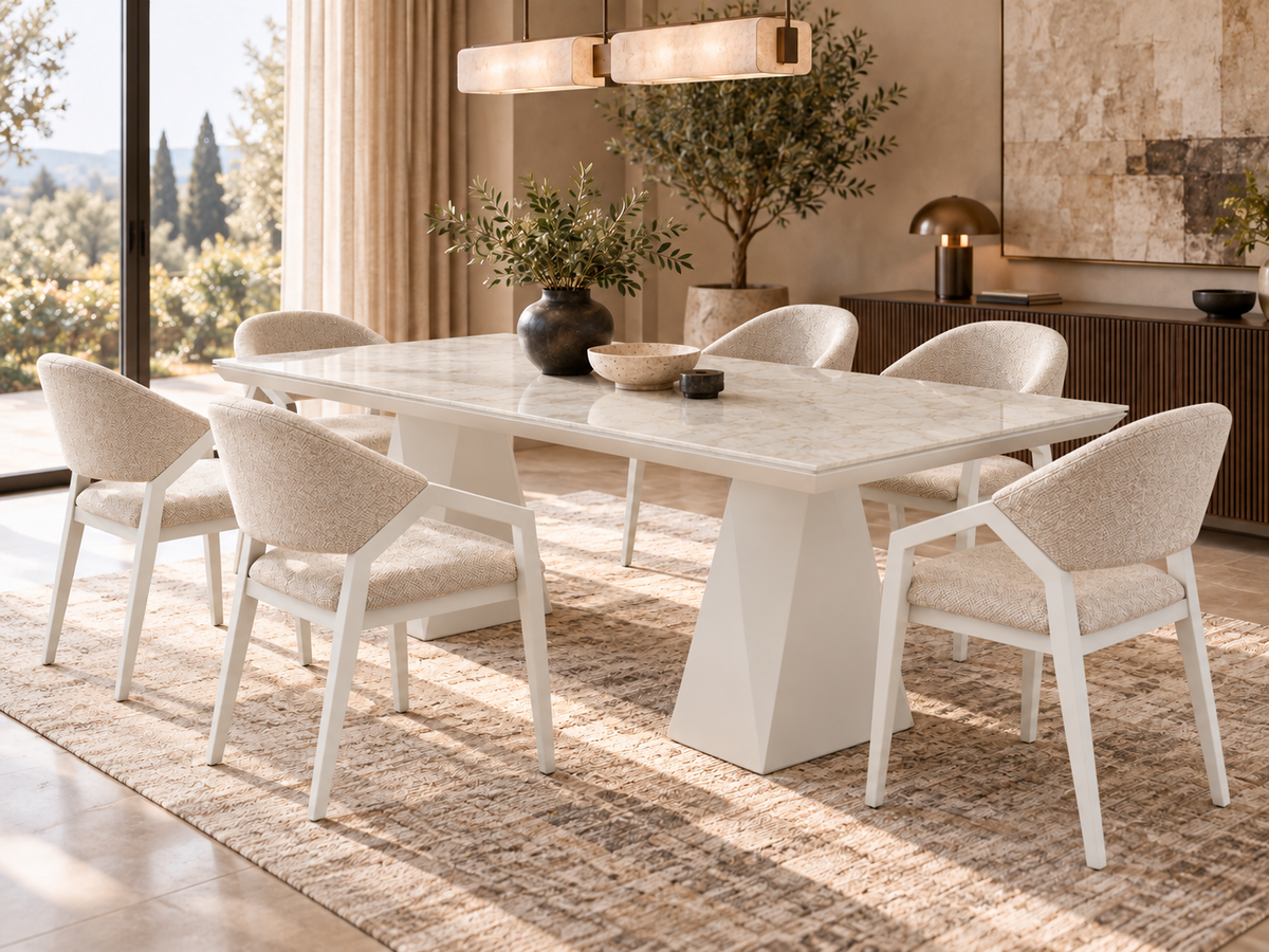 Diamond-eetkamerset - uitschuifbare eettafel + 6 Diamond-stoelen