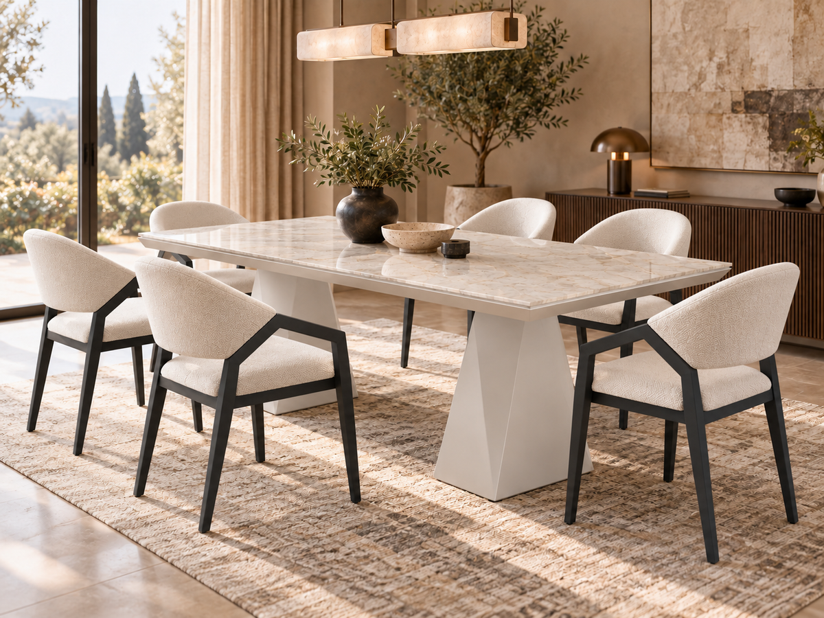 Diamond-eetkamerset - uitschuifbare eettafel + 6 Diamond-stoelen