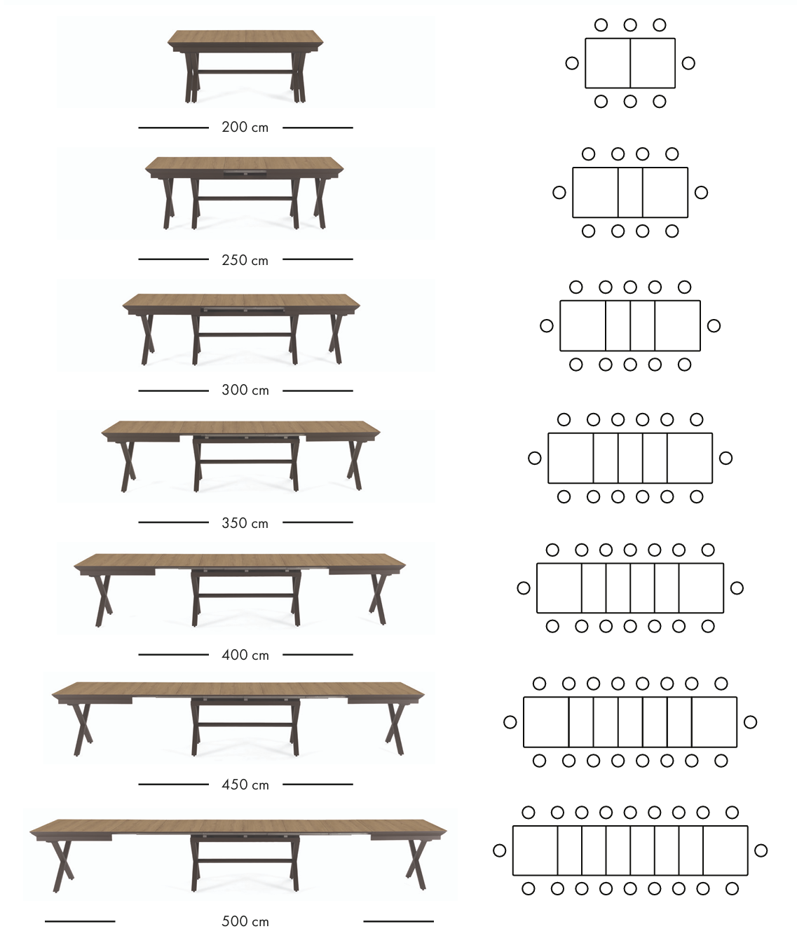 Ensemble de salle à manger Royal 200-500 cm + 6 x Lipa