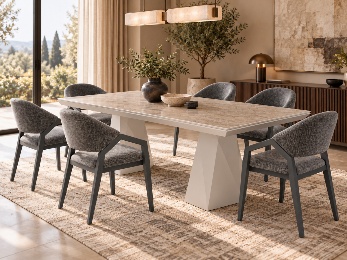 Diamond-eetkamerset - uitschuifbare eettafel + 6 Diamond-stoelen