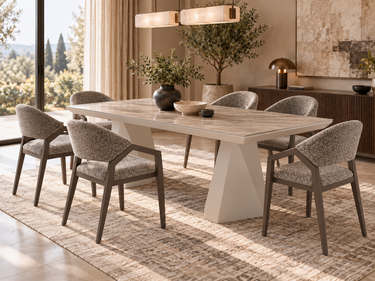 Diamond-eetkamerset - uitschuifbare eettafel + 6 Diamond-stoelen