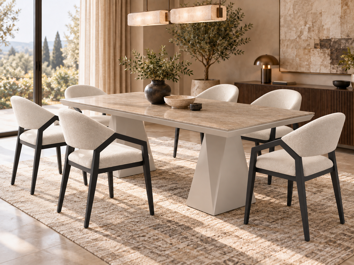 Diamond-eetkamerset - uitschuifbare eettafel + 6 Diamond-stoelen