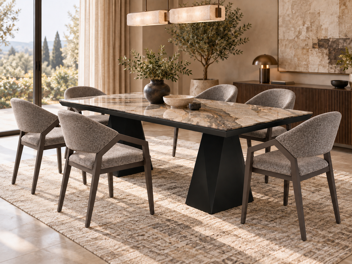 Diamond-eetkamerset - uitschuifbare eettafel + 6 Diamond-stoelen