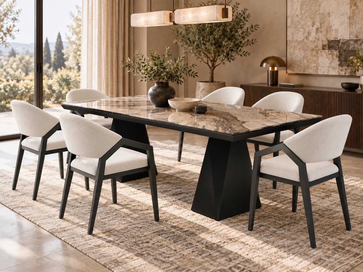 Diamond-eetkamerset - uitschuifbare eettafel + 6 Diamond-stoelen