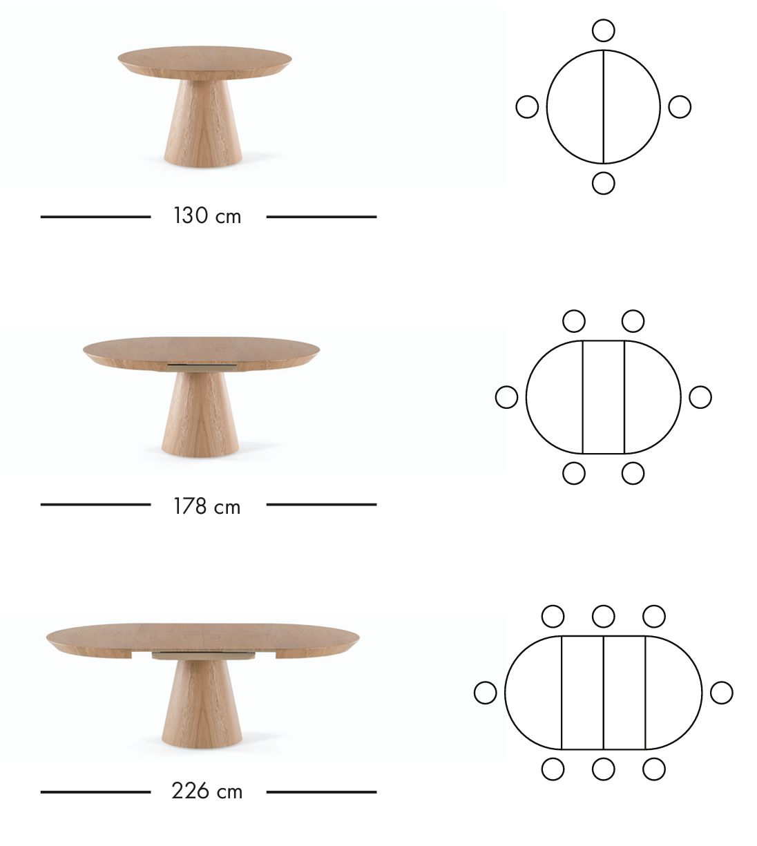 Monaco uitschuifbare eettafel 130–226 cm
