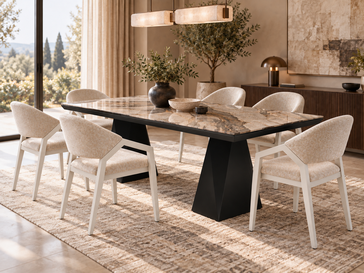 Diamond-eetkamerset - uitschuifbare eettafel + 6 Diamond-stoelen